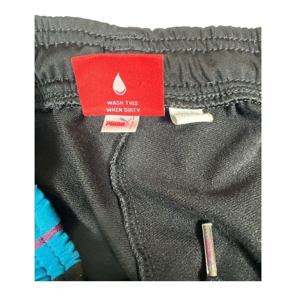 Puma Sport Lifestyle Black Track Pants Blue Stripe XS Extra Small - Picture 5 of 8